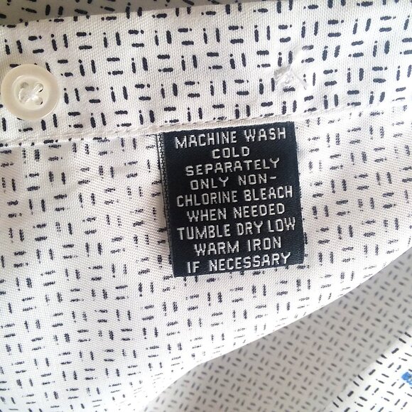 Nine West Men's Long Sleeve Dress Shirt M - Slim Fit White with Black Design NWT - Picture 15 of 16